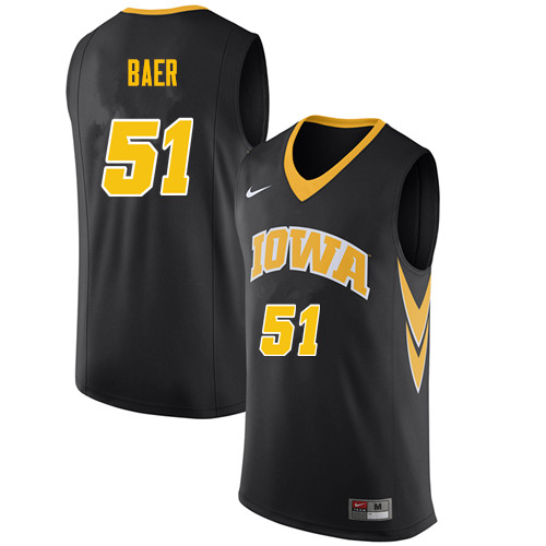 Men #51 Nicholas Baer Iowa Hawkeyes College Basketball Jerseys Sale-Black